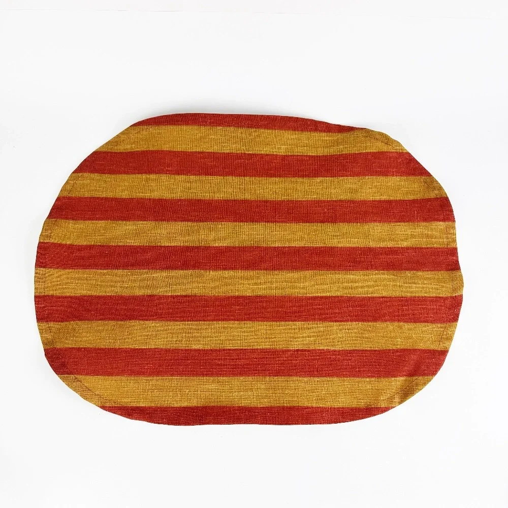 NEW IKEA Krosamos Orange Red Striped Placemat Oblong 17.75